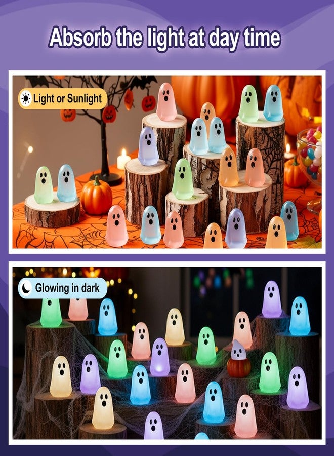 AuraGlaze 50pcs Halloween Mini Ghosts Figures, Small Little Resin Ghost, Tiny Ghost in The Dark Miniature Figurines for Halloween,Plant Pot Landscape,Garden Party Decor - Image 3